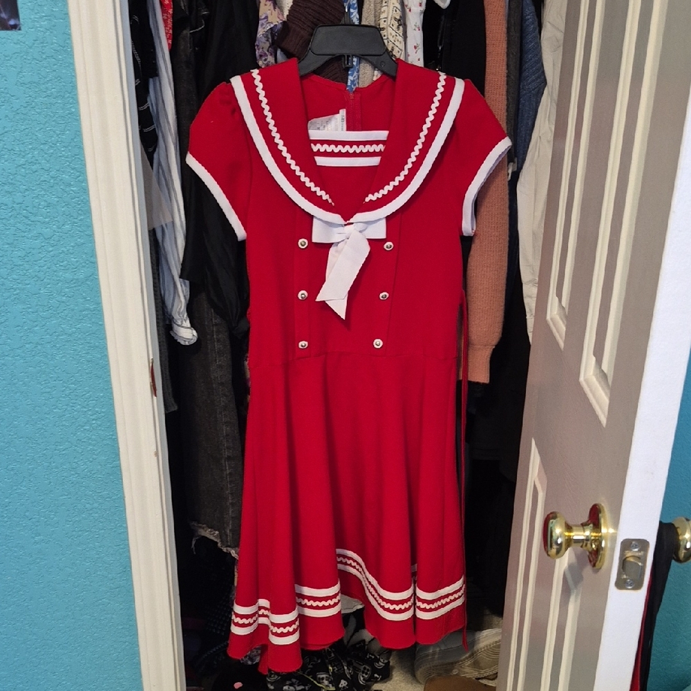 Bonnie Jean Red Sailor Collar Sundress
